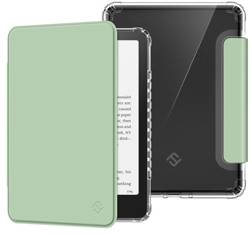 FINTIE Case for 7 All-New Kindle Paperwhite (12th Generation, 2024) and Kindle Colorsoft Signature Edition, Ultra Clear Soft Flexible Light Transparent TPU Back Cover Auto Wake/Sleep, Agave Green