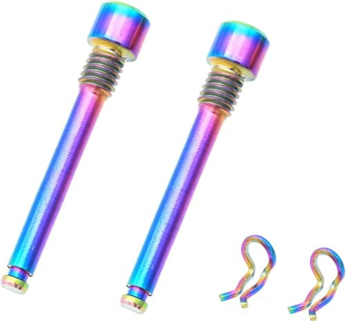 Titan-Schrauben für Fahrrad-Scheibenbremsbeläge Gewindestifte Fahrrad-Bremssattel-Schrauben mit Sprengringen Universal für Mountainbike,Disk Caliper (Rainbow)