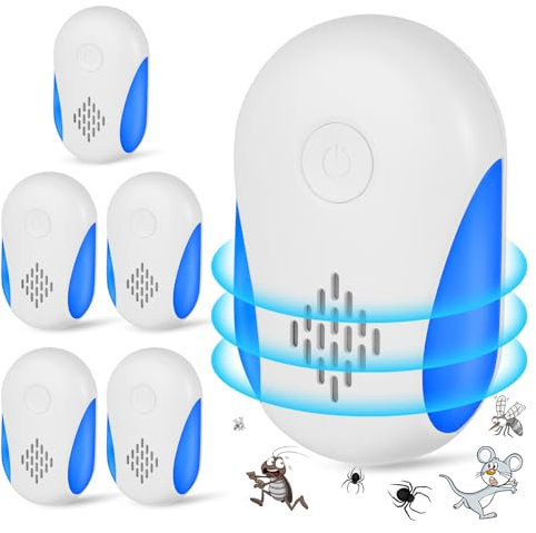 Flintronic 6 Stück Ultraschall Schädlingsbekämpfer, Elektronische Insektenschutzmittel, Innenräumen Pest Repeller, für Schaben, Nagetiere, Mäuse, Wanzen, Ameisen, Moskitos, Mäuse, Spinnen