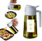 TrendPlain Spruzzino Olio per Friggitrice Aria 470ml, Dosatore Olio 2 in 1, Oliera Spray per Cucina, Insalata e Aceto, Accessori Cucina con Etichette e Protezione dalla Luce - Cenere