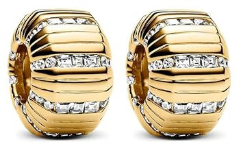 GHMIOU Charms Stopper 925 Sterling Silber für Armband mit Gummi Clip Stopper Charms für Bead Charm Armband Anhänger Spacer (Golden stopper 1)