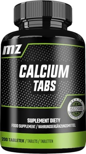 Calcium 200 Vegane Tabletten - Bio-Calciumcitrat 120mg pro Tablette - 200 Tage Vorrat - Unterstützt die Knochengesundheit - Nahrungsergänzungsmittel von MZ