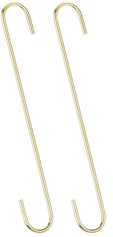 Unifizz S Hooks 12inch/300mm Extra Long Heavy Duty Metal Hanging Hooks, 2Pcs Steel Hangers for Indoor Outdoor Use in Garden, Closet, Workshop, Kitchen, Gold