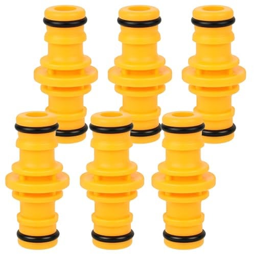 flintronic 6PCS Double Male Hose Connectors, 1/2 double male Hose-End Connector, Plastic hose end Connector Extender, for Join Garden Hoses Pipe Tube and garden Irrigation System (Yellow)