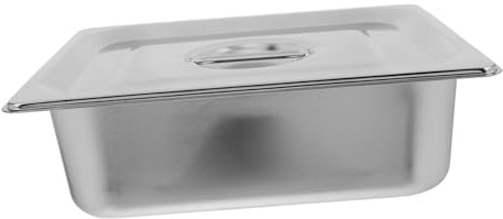 CIYODO Plat en Inox avec Couvercle, Bac 1/1 en Acier Inoxydable, Facile à Nettoyer et Fiable, pour Buffets, Traiteur et Grandes Réceptions