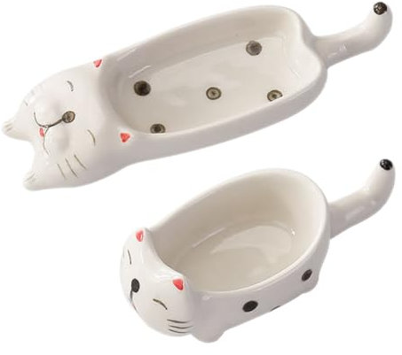 VERDANVERSE 2Piezas Tazones de Cerámica con Forma de Gato Platos Multifuncionales para Salsas y Aperitivos Perfectos para Decorar y Servir Snacks