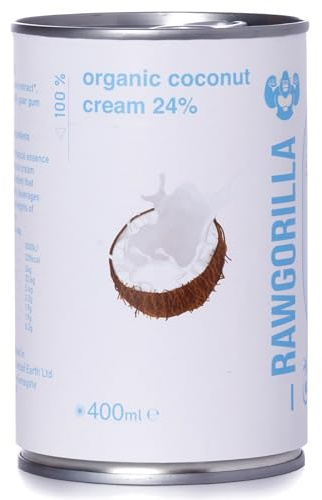 RawGorilla Organic Coconut Cream 400ml – Extra Creamy Dairy Alternative, Plant-Based, Gluten Free, Perfect for Desserts & Cooking, No Additives, Natural Flavour