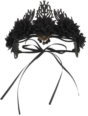 Beavorty Gothic-kopfschmuck mit Blumenmuster für Damen Vintage-barock-haarreif Halloween-cosplay-kopfbedeckung mit Kronendesign