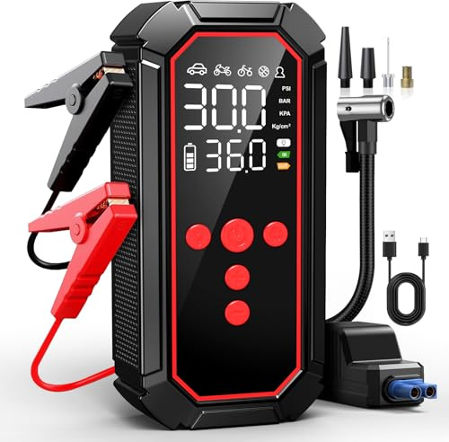 Jump Starter Power Pack, 12V Car Battery Booster for Up to 12L Petrol / 10L Diesel Engines, Portable Lightweight1.45LB(656g) Jump Starter with Power Bank, LED Light for Cars, SUVs, Trucks,Motorcycles