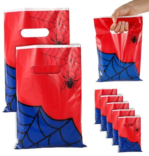 50 Stück Spinnen-Party-Geschenktüten, Spinnennetz Cartoon Goodie Süßigkeitentüten für Filmfans Kinder Geburtstagsparty-Dekorationen Halloween-Thema Kekse Geschenkverpackung