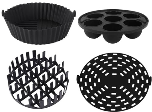 Silikon-Luftfritteusen-Auskleidung – Wiederverwendbare Körbe mit 4 Packungen, hitzebeständige Tabletts ohne Sticks | für Braten zum Backen für Küche im Ofen