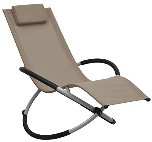 QUAHEAS Kinder-Sonnenliege Stahl Taupe, 60,5x121x59,5 cm, klappbar mit Kissen, robuste Outdoor Chaise Lounge für Garten, Pool und Terrasse