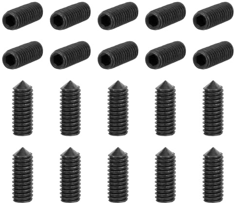 QUARKZMAN 40Stück Stiftschrauben M4x12mm Innen-Sechskant-Schrauben Schwarz | Kohlenstoffstahl, Kegelspitze, Für Maschinen Hausreparaturen Und Befestigungselemente
