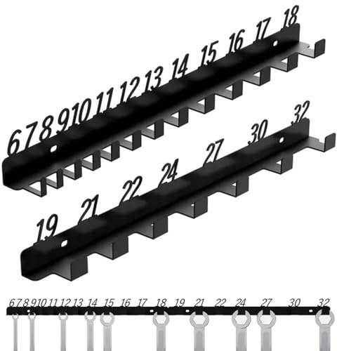 Xoeryoy Wrench Rack for 20 Wrenches Wall Mounted Spanner Organiser Iron Wrench Organizer for Tool Storage Fits 6mm to 32mm