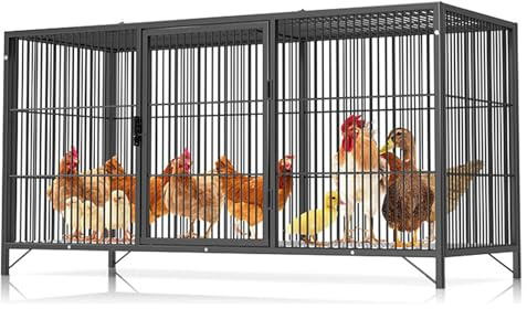 Chicken Coop for Yard with Cover, Multiple Door Design, Automatically Lockable Small Animal Cage, Encrypted Spacing for Indoor & Outdoor Use, Painted Wire Material