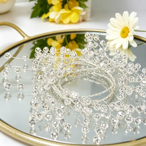 ZingBox Kristallgirlande mit Lichterkette, 1,2m Diamanten Kristall Deko | LED Kristallperlen Girlande Batterie, Deko für Hochzeit Weihnachten Party, Vorhang Türdeko Zimmer Balkon Innen Außen