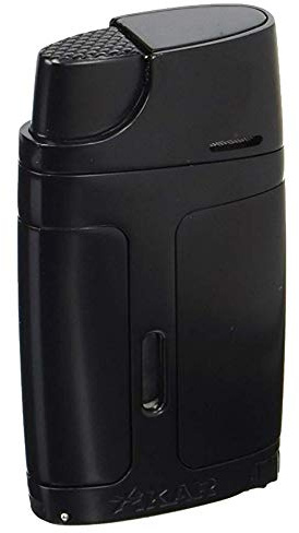 Xikar ELX Feuerzeug mit doppelter Flamme, ergonomisches Design, eingebauter 9 mm Zigarrenstanzer, schwarz