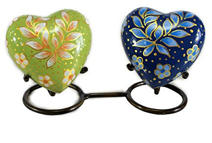 eSplanade Metall Mehrfarbig Geblümte Haustier-Urne Herz-Urne 7x7x7 cm 450g 230ml