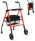 Mobiclinic®, Gehbock mit Rollen Klappbar, Zusammenklappbar, Höhenverstellbar, Nerón, Rollator, Mit Sitz und Rückenlehne, 2 Räder und Rutschfeste Trittflächen, Ablagekorb, Leichtgewicht, Stahl, Orange