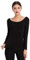 Mcilia Women's Ultrathin Modal Thermal Baselayer Top Scoop Neck Long Sleeve Undershirt Black Large (UK Size 16 18)