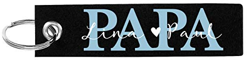 Herz & Heim® Vatertagsgeschenk Papa Schlüsselanhänger aus Filz mit Aufdruck der Namen seiner Kinder