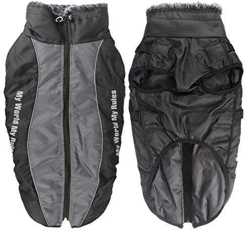 Idepet Hund Mantel Warme Jacke, Reflektierender Haustier-Schneeanzug Sport im Freien wasserdichte Hundekleidung Outfit-Weste für mittelgroße Hunde mit Gurtloch