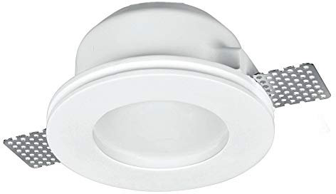 Vetrineinrete® Portafaretto da incasso in gesso a scomparsa tondo con vetrino supporto per faretti gu10 e mr16 Ø foro 125 mm P19