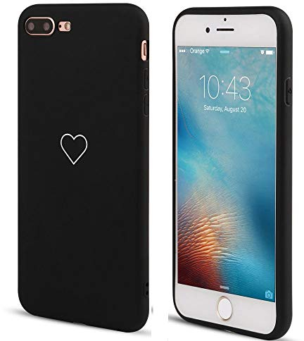 LAPOPNUT Hülle für iPhone 7/8/SE2020/SE2022 Cute Love Heart Hülle Matt Soft Silicone Slim TPU Handytasche Flexible Schutzhülle HandyHülle Back Cover Hülle für Apple iPhone 7/8/SE2020/SE2022, Schwarz