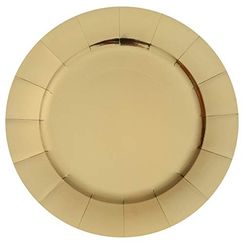 SANTEX 7057-3, Lot de 10 Sous-assiettes brillantes 33cm, Or