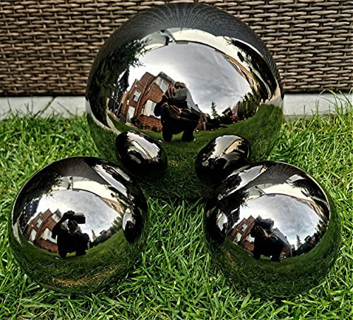 Jürgen Bocker Gartenambiente Dekokugel schwarz poliert 3er Set 40-20-20 cm aus Edelstahl Kugel Dekorationskugel Gartenkugel