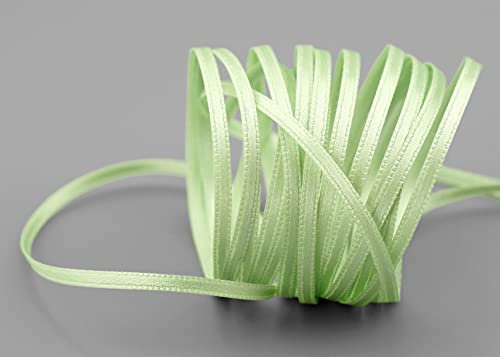 50 m x 3 mm Satinband LINDGRÜN Grün (136) doppelseitiges Schleifenband aus Satin ohne Draht weich und glänzend Geschenkband Deko Band double face Dekoband Dekorieren Kordel Basteln