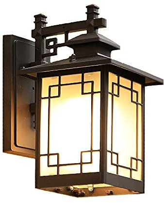 Schwarze quadratische einfache Wandlaterne im japanischen Stil Lampenschirm Außenwandleuchte aus Milchglas IP65 wasserdichte und staubdichte Wandleuchte Für Hof-Haustüren Sconce Light