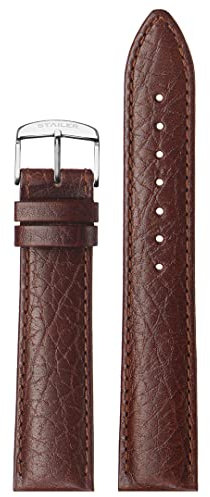 Stailer Uhrenarmband mit Edelstahl-Metallschließe - Aus echtem, hochwertigem Leder mit Alligatorprägung - 20mm - Ersatzarmband für Uhren - Für Damen und Herren - Braun mit Büffelprägung