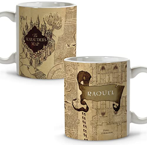 LolaPix Tazza Mappa del Malandrino. Regali personalizzati per geek. Tazze in ceramica personalizzate. Vari design e colori degli interni. Mappa dei predoni