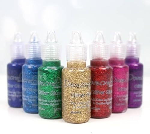 Glitter Glues, Metallic Pearl Effect, 3D Enamel Pastels Brights - 8 Bottles Per Individual Pack Chosen by You - Cardmaking Arts Crafts - Simply Sew Crafty™ (Bright Glitter Glues)