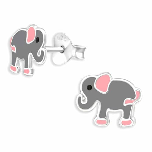 Monkimau Elefanten Ohrstecker Ohrringe aus 925 Silber Schmuck Silberohrringe Medizinisch für Kinder Mädchen Damen Frauen