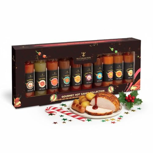 Hot Sauce Gift Set | 10 Bottles Hot Sauce Gift Sets for Men | Chilli Sauce Gift Set | Christmas Gifts For Men Women Adult | Christmas Food Gifts for Men | Cooking Gifts Spicy Sauces Chef Gifts Xmas