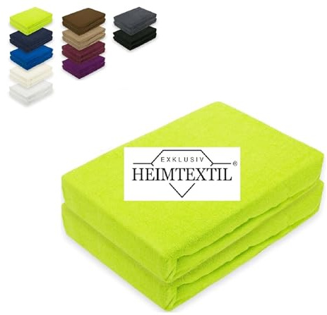 EXKLUSIV HEIMTEXTIL Doppelpack Marke Frottee Spannbettlaken, 80% Baumwolle, 20% Polyester Öko - Tex Zertifiziert, Markenqualität, Matratzenhöhe bis 10 cm, Limette/Apfelgrün 70 x 140 cm