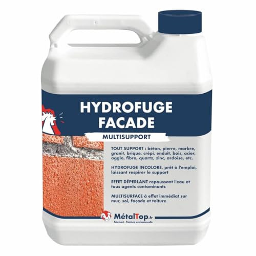 Metaltop - Hydrofuge Facade - 1 L - Traitement hydrofuge microporeux sans film, résistant uv.
