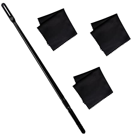 Flötenreinigungsstab mit 3 Flötenreinigungstüchern, Flötenreinigungsset, Flötenreinigungsstab und Flötenreinigungstuch, Reinigungstupfer Flötenreinigungstuch, Flötenreinigungstuch (schwarz)