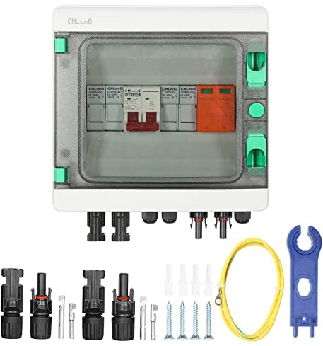 DEWIN PV Combiner Box 2 String, 500V 32A DC Trennschalter Sicherung PV Überspannungsschutz 2 String 2 in 1 Out wasserdichte Anschlusskasten für PV Anlage