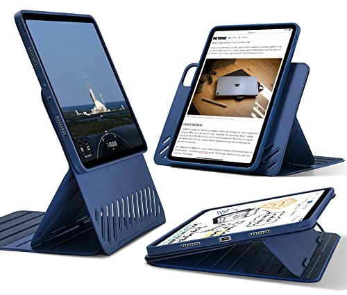 ESR Cover per iPad Pro 11 4a/3a (2022/2021), Protezione Robusta, Custodia Magnetica Staccabile, Supporto Verticale e Orizzontale Regolabile con Vista Sullo Schermo Rialzato, 9 Angoli di Supporto, Blu