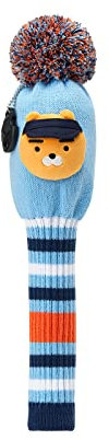 KAKAO FRIENDS GOLF Pop Pop Knit Wood Head Cover, Character Golf Club Cover, Knitted Cover with Pom Pom (Ryan)