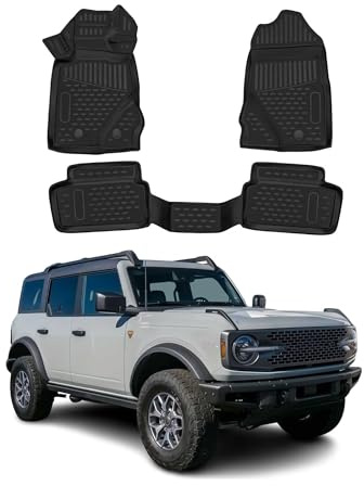 OMAC Fußmatten für Ford Bronco 2022-2026 2tür Schwarz | Gummimatten, Automatten, Allwetter, fahrzeugspezifisches Produkt, Antirutsch, 3D-Passform, wasserdicht