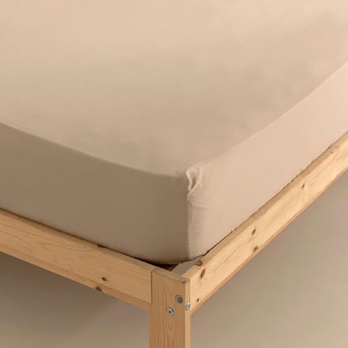 BELUM | Lenzuolo in raso 100% cotone 300 fili per letto da 90 - Misura prodotto: 90 x 200 cm + 35 cm soffietto Modello: Cement | Lenzuolo in raso extra morbido e piacevole