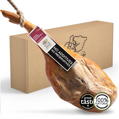 Jamon Serrano Spanischer Schinken | 6,0-6,5 kg Hinterschinken Serrano Gran Reserva | 100% natürlich - keine Zusatzstoffe oder Konservierungsmittel | Gewinner eines Great Taste Award 2020