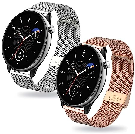2-PCS Metall Armband Kompatibel mit Amazfit GTR Mini - Mesh Edelstahl Schnalle für Damen/Herren Ersatzarmband