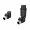 DuraTherm® Thermostatic Radiator Valve Pack Set, 15mm Lockshield TRV & Thermostat, Matte Black Valves for Radiators, Corner