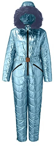 Schneeanzug Damen Einteilig Skianzug Warm Ski Overall Hoodie Jumpsuit Langer mit KapuzeSchneeanzug Skihose Elegant Skibekleidung Wasserdicht Snowboard Skisuit Outdoor Jumpsuit