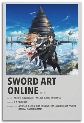 Terp Sword Art Online Poster, Wandkunst, Poster, Geschenk für Freunde, Schlafzimmer, Wohnzimmer, Dekoration, modern, ästhetisch, ungerahmt, 30 x 45 cm